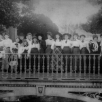 Belmont College Class on Bell Tower Moat Bridge